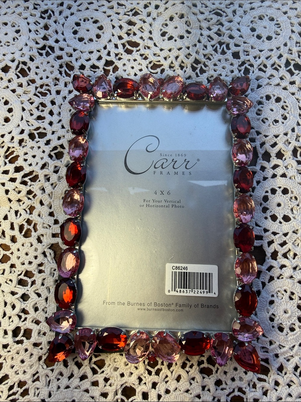Carr‎ Frames crystals pink garnet red faceted 2002 vintage NEW Condition 4” X 6”